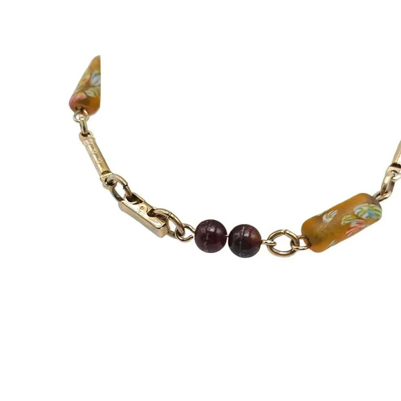 Sarah Coventry Brown Beaded Station Link Bangle Bracelet Gold Tone Vintage - Picture 3 of 6